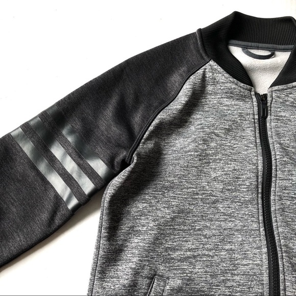 Adidas Climawarm Zip Up Track Jacket Fleece Lined Gray Zip Up Sweatshirt S - Picture 7 of 10